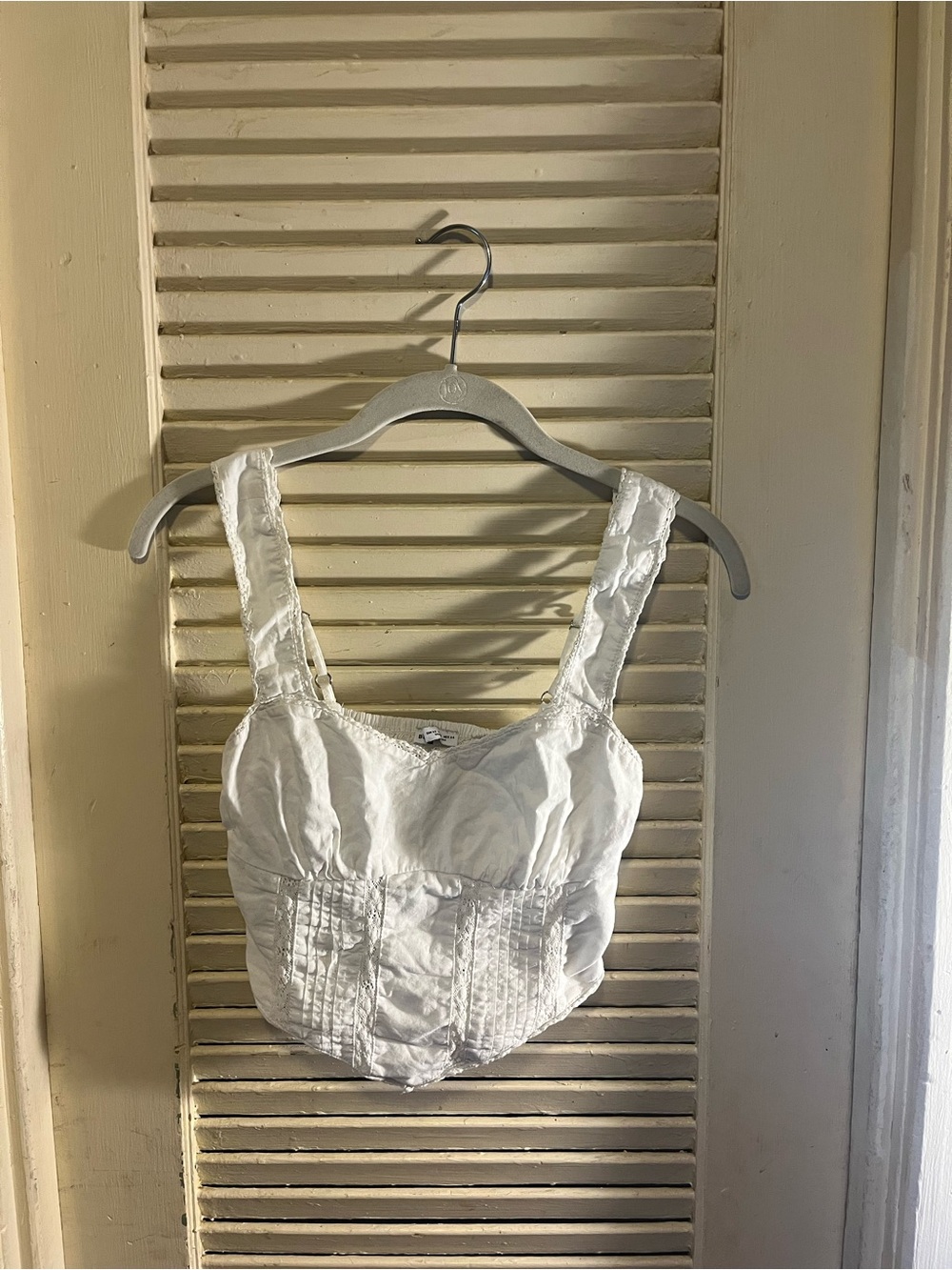 Bershka White Cotton Bustier Crop Top